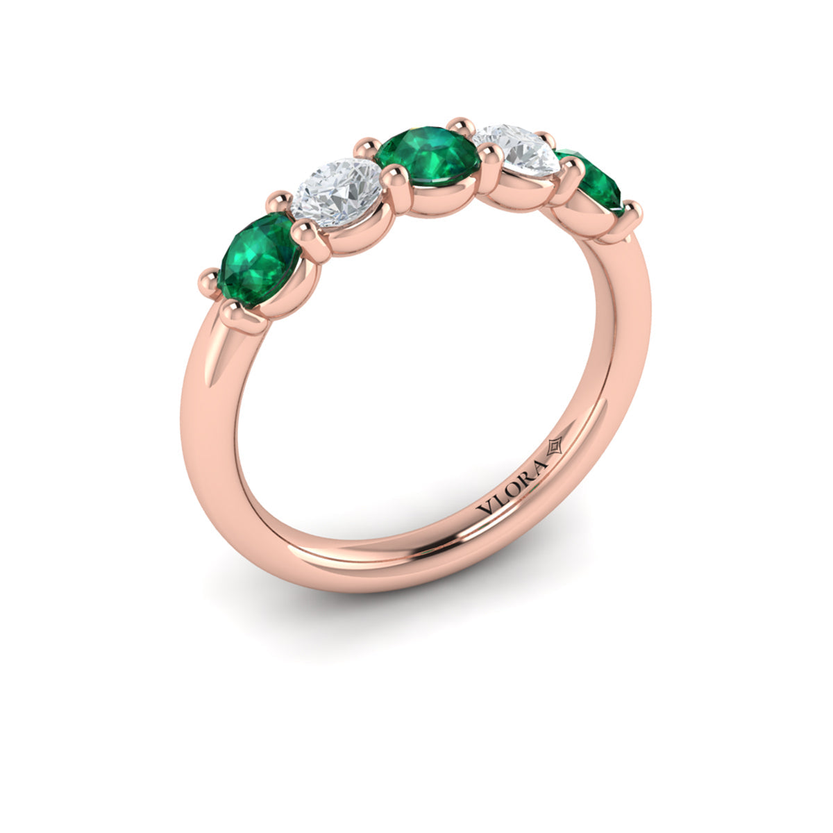 14kt Rose Gold Emerald Cut Womens Wedding Band