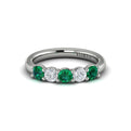 14K White Gold Emerald Cut Womens Wedding Band