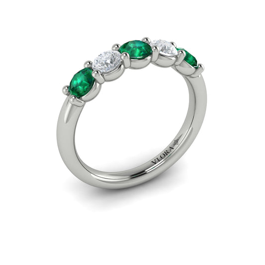 14K White Gold Emerald Cut Womens Wedding Band