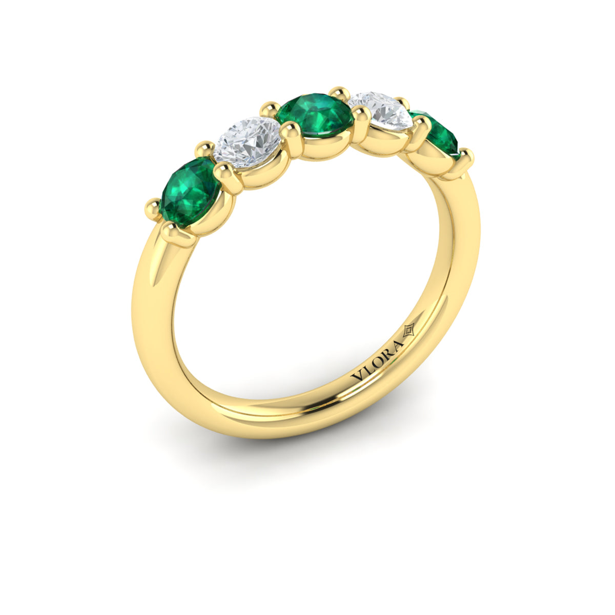 14kt Yellow Gold Emerald Cut Womens Wedding Band
