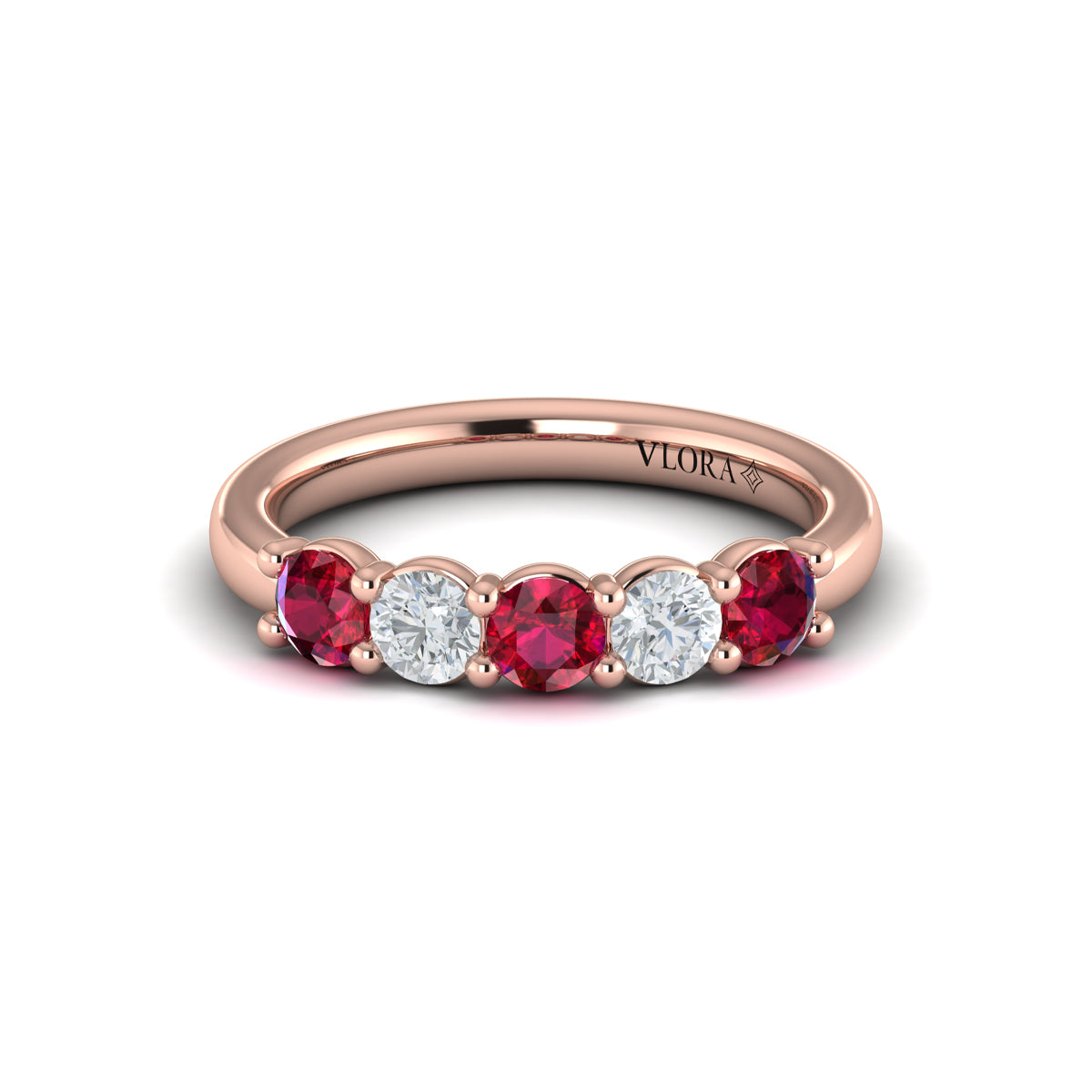 14kt Rose Gold Ruby Womens Wedding Band