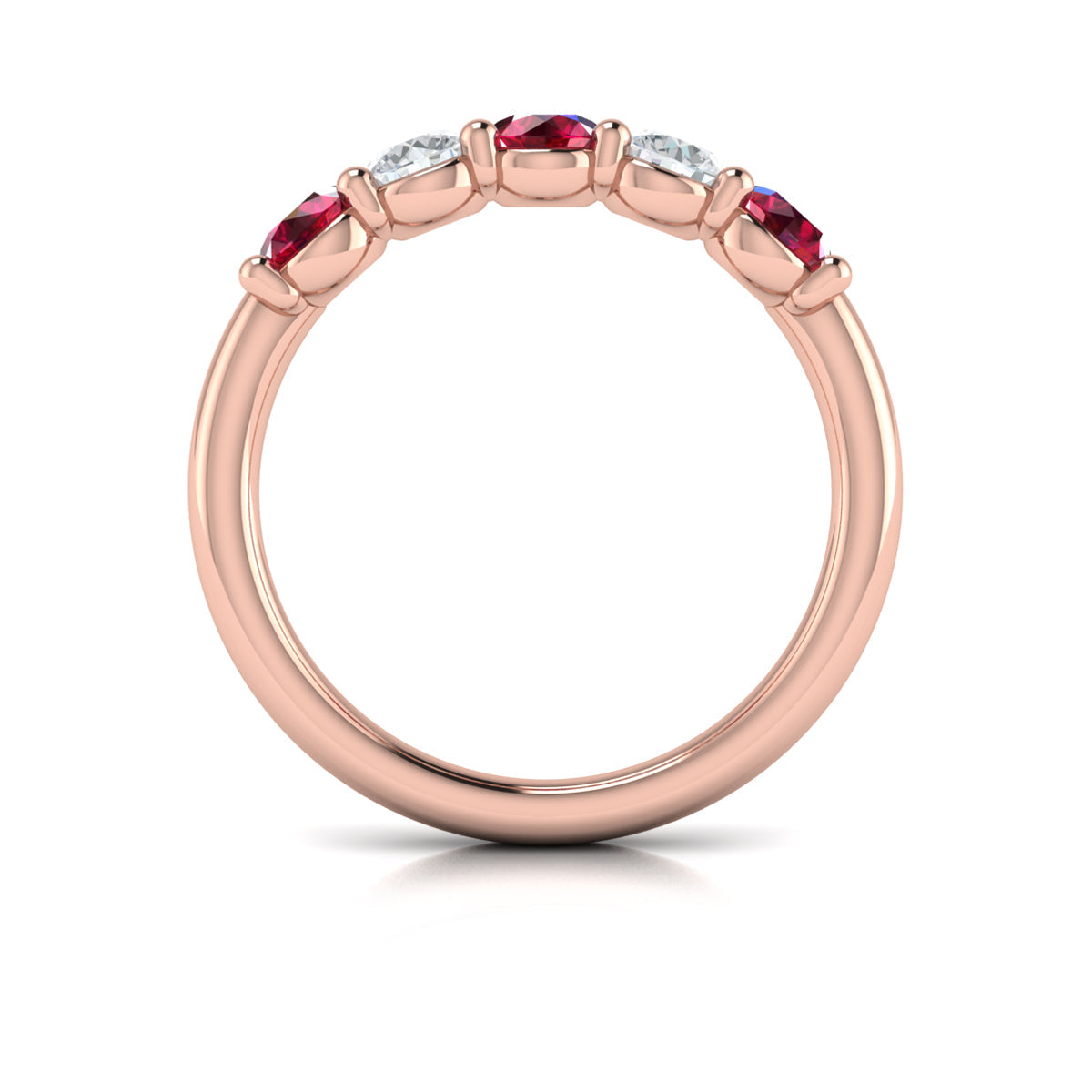 14kt Rose Gold Ruby Womens Wedding Band