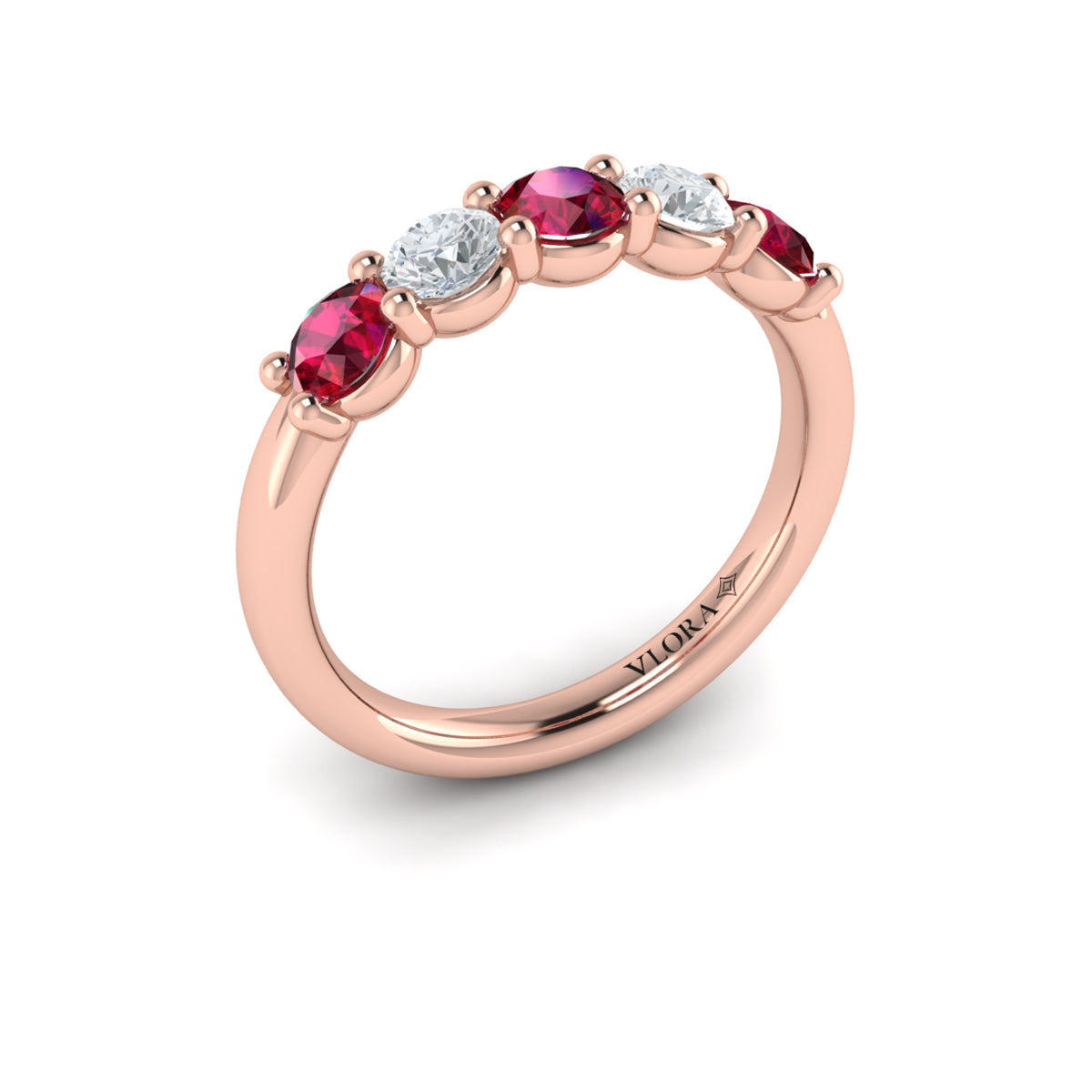 14kt Rose Gold Ruby Womens Wedding Band
