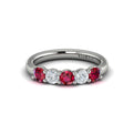 14K White Gold Ruby Accent Womens Wedding Band