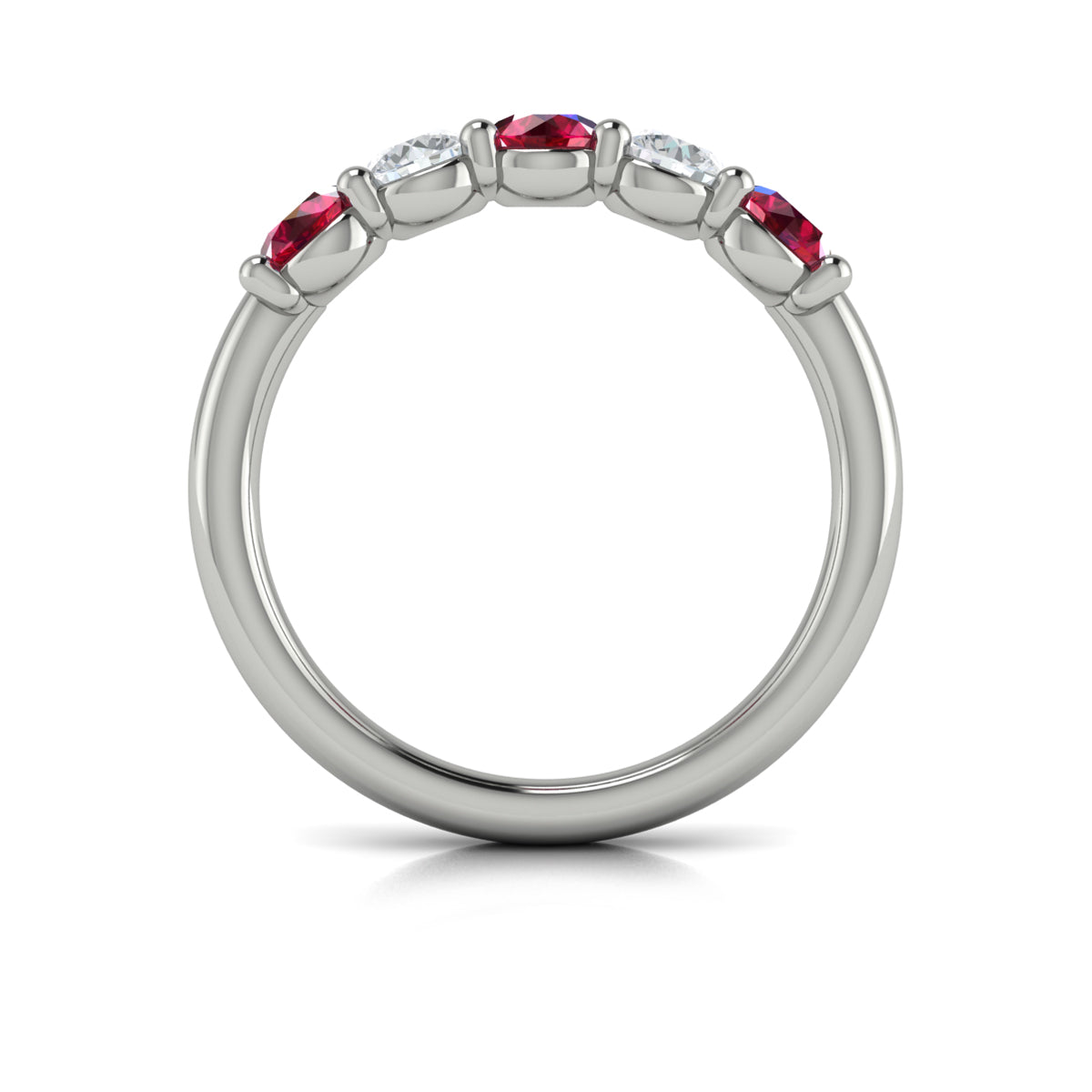 14K White Gold Ruby Accent Womens Wedding Band