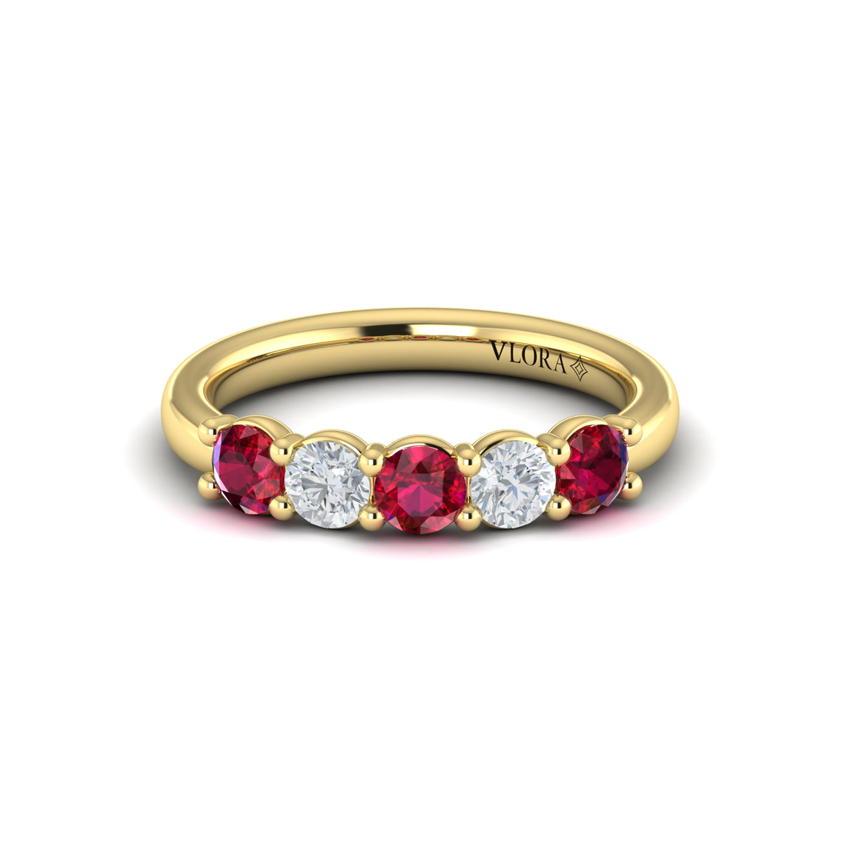 14kt Yellow Gold Ruby Womens Wedding Band