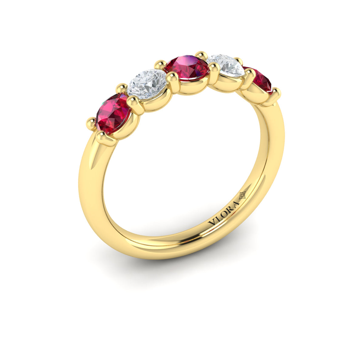 14kt Yellow Gold Ruby Womens Wedding Band