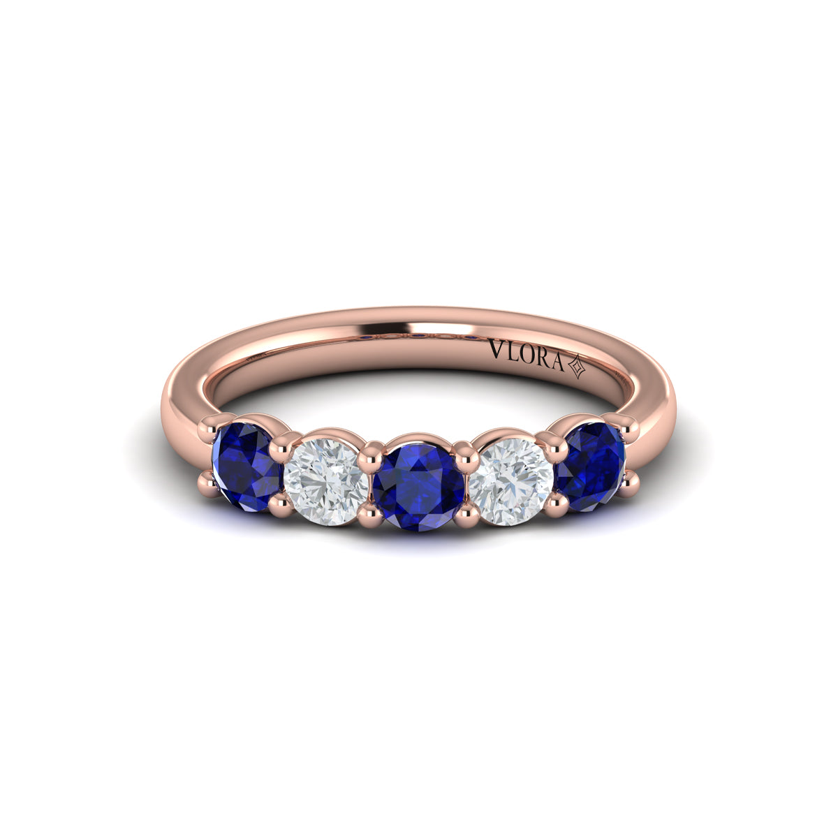 14kt Rose Gold Sapphire Womens Wedding Band