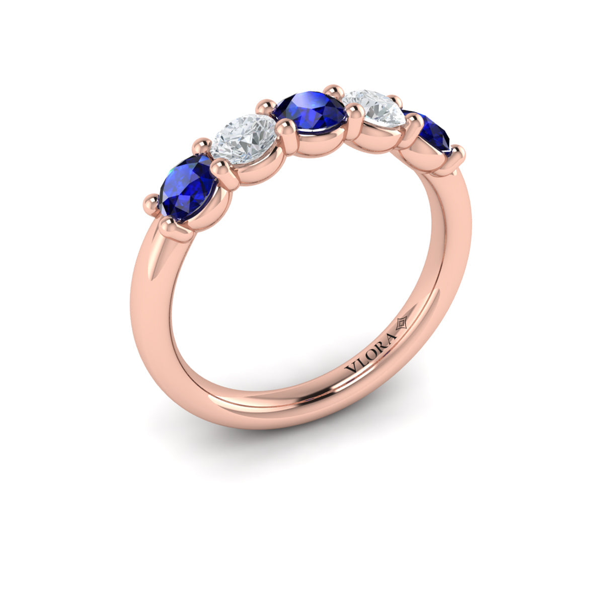 14kt Rose Gold Sapphire Womens Wedding Band