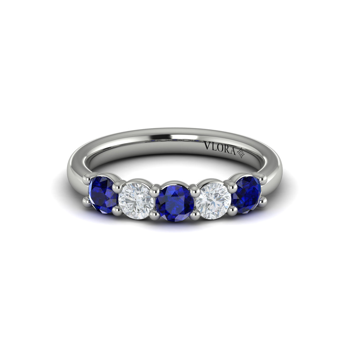 14K White Gold Sapphire Womens Wedding Band