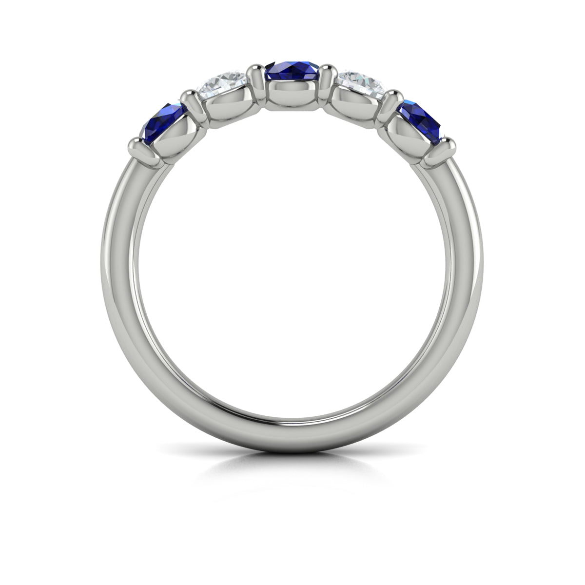 14K White Gold Sapphire Womens Wedding Band