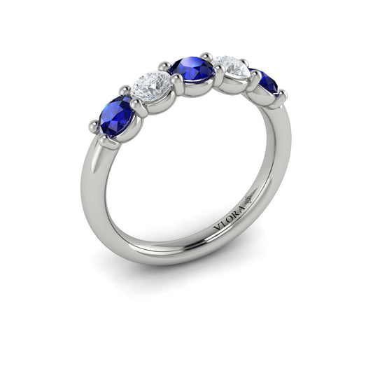 14K White Gold Sapphire Womens Wedding Band