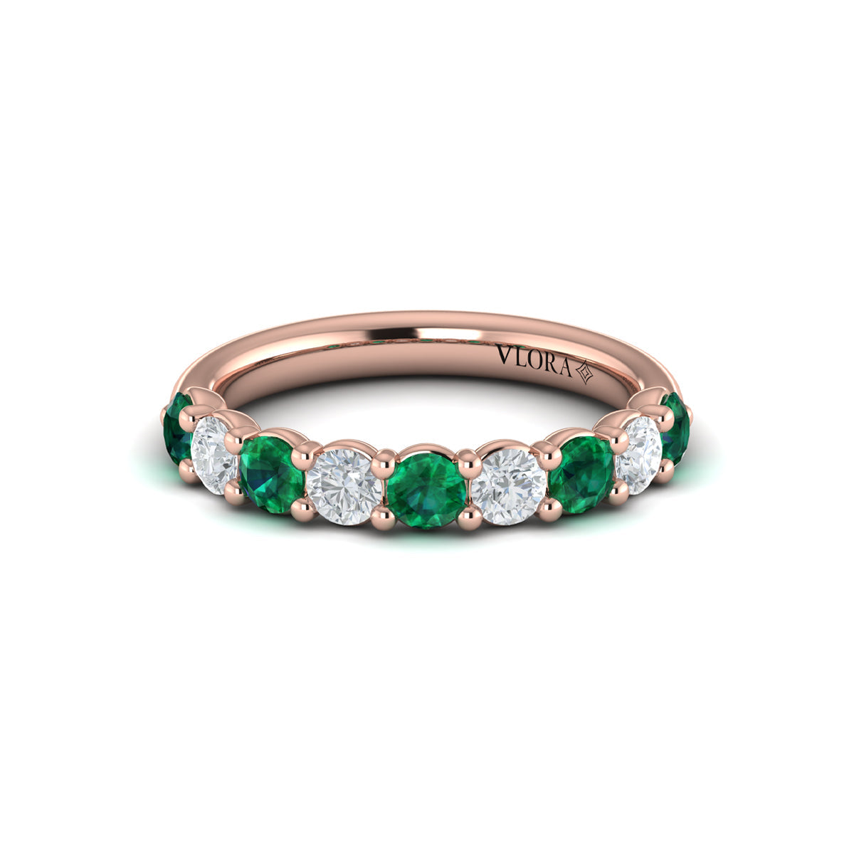 14kt Rose Gold Emerald Cut Womens Wedding Band