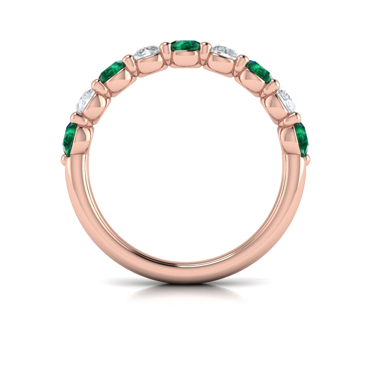 14kt Rose Gold Emerald Cut Womens Wedding Band