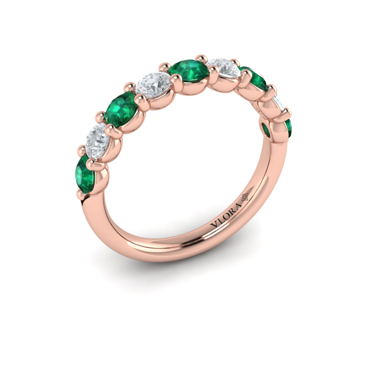 14kt Rose Gold Emerald Cut Womens Wedding Band