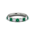 14K White Gold Emerald Cut Womens Wedding Band