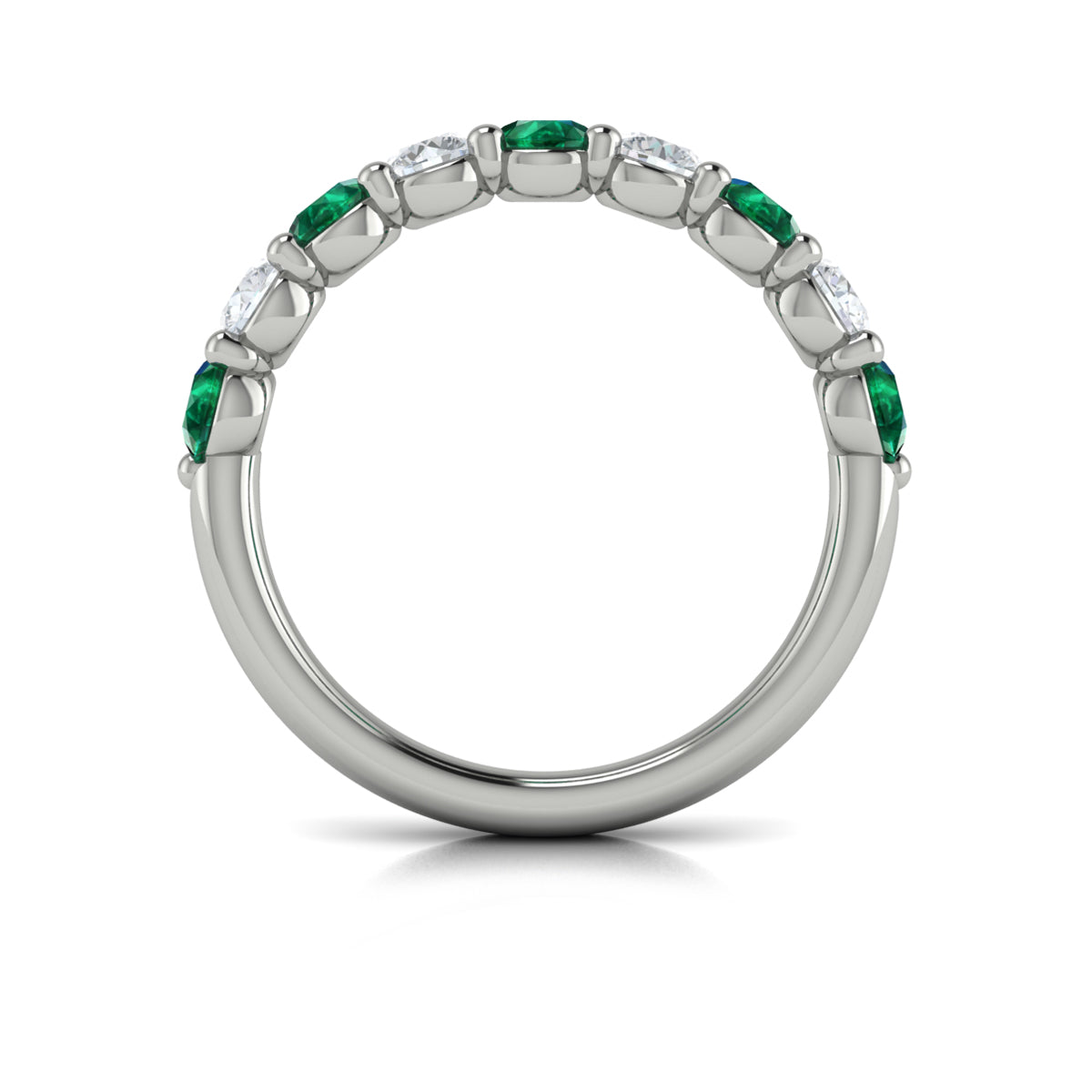 14K White Gold Emerald Cut Womens Wedding Band