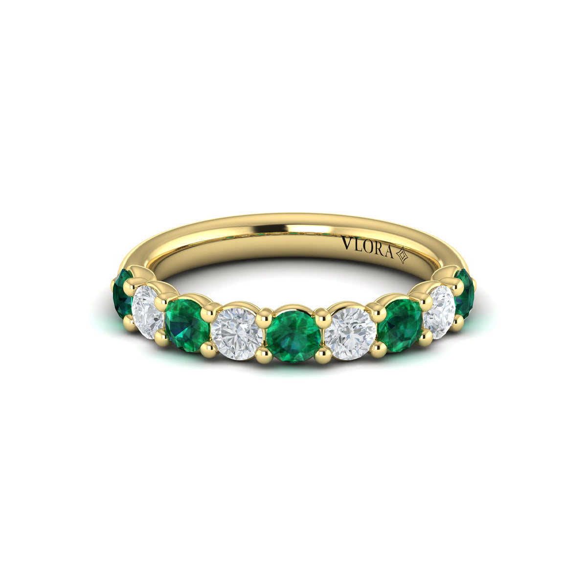 14kt Yellow Gold Emerald Cut Womens Wedding Band