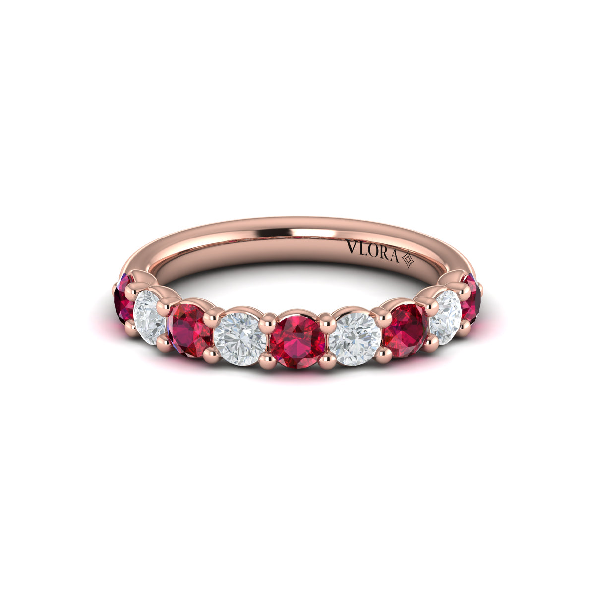14kt Rose Gold Ruby Womens Wedding Band