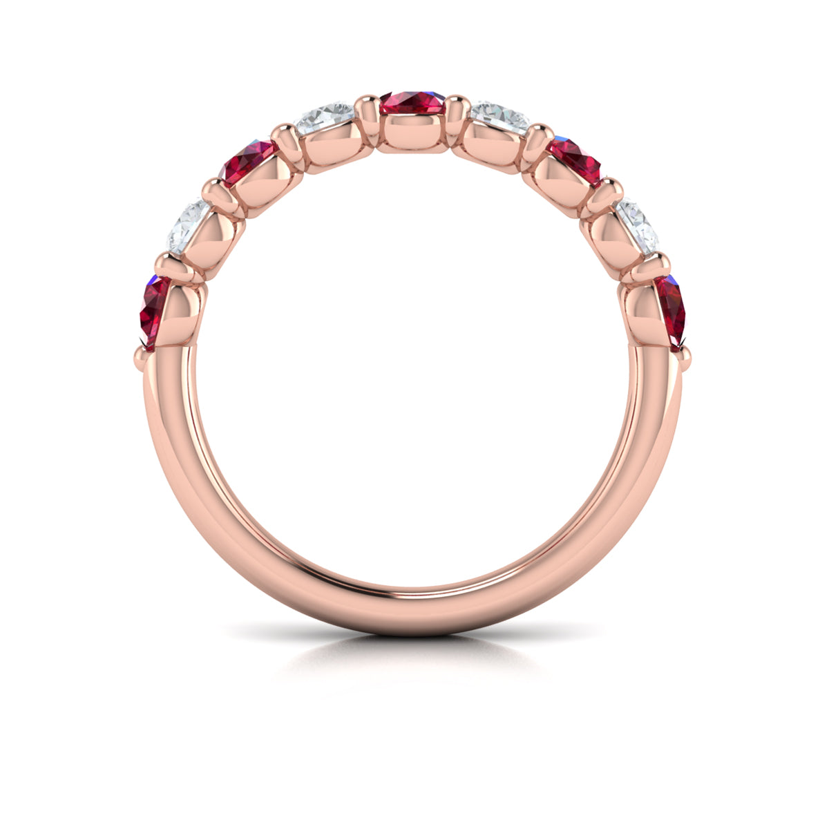 14kt Rose Gold Ruby Womens Wedding Band