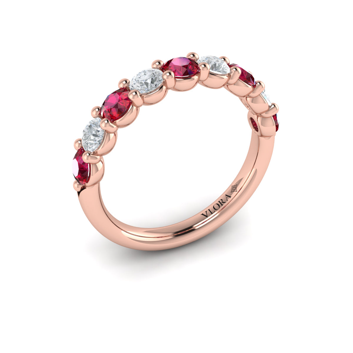 14kt Rose Gold Ruby Womens Wedding Band