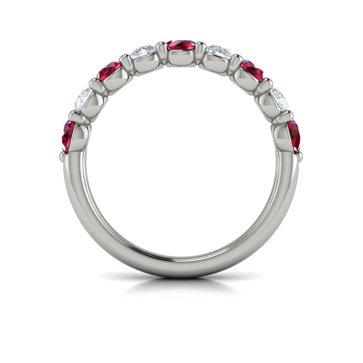 14K White Gold Ruby Accent Womens Wedding Band
