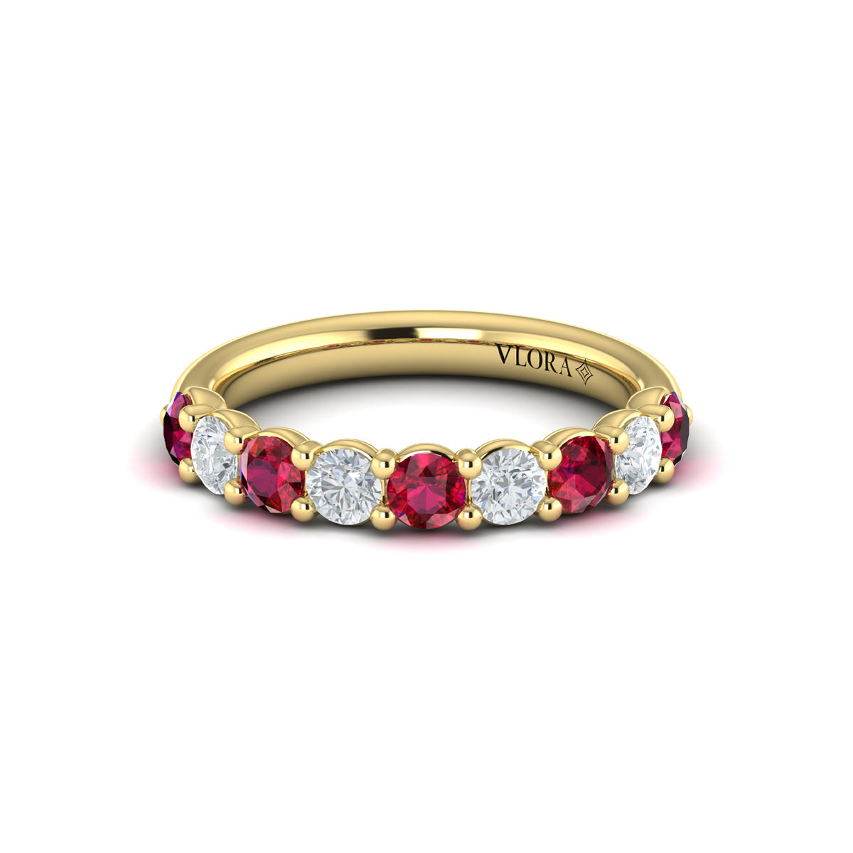 14kt Yellow Gold Ruby Womens Wedding Band