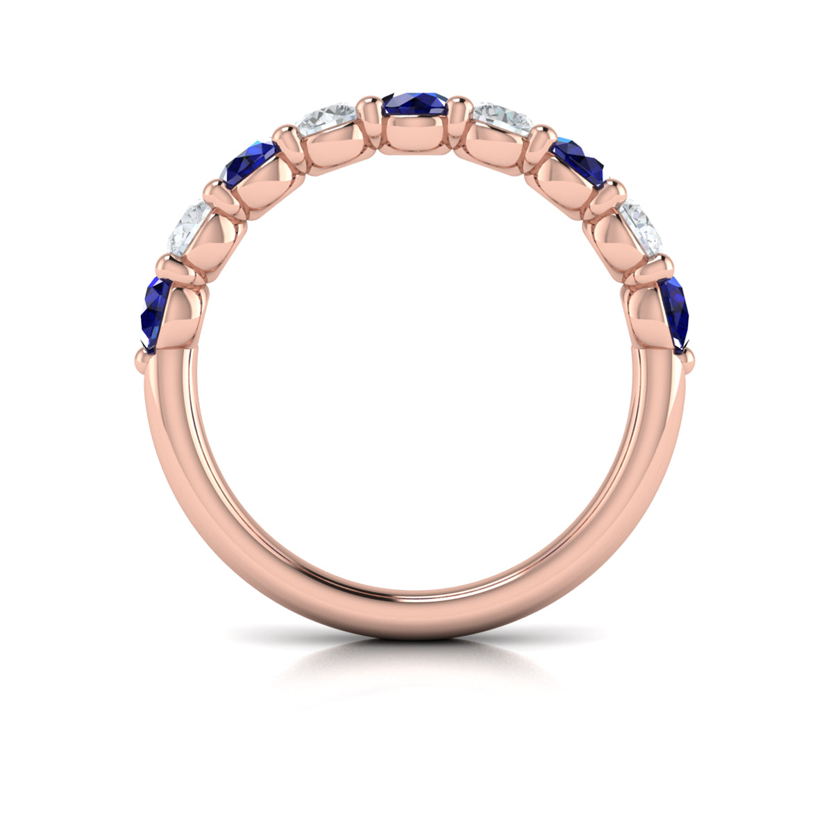 18kt Rose Gold Sapphire Womens Wedding Band