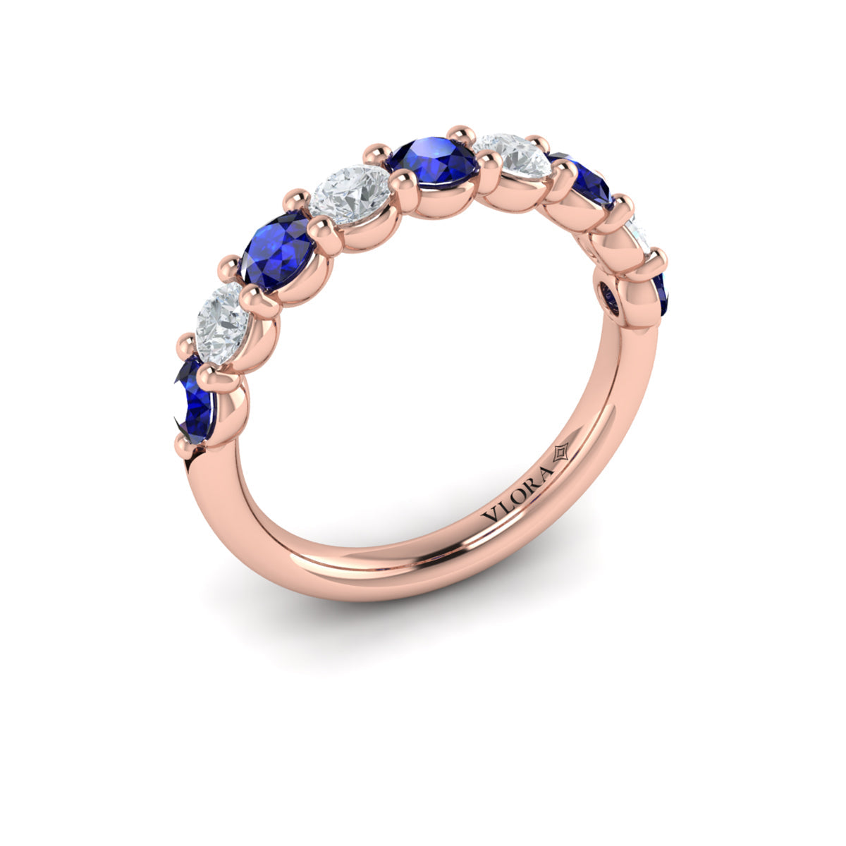 18kt Rose Gold Sapphire Womens Wedding Band