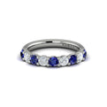 14K White Gold Sapphire Diamond Womens Wedding Band