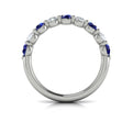 14K White Gold Sapphire Diamond Womens Wedding Band