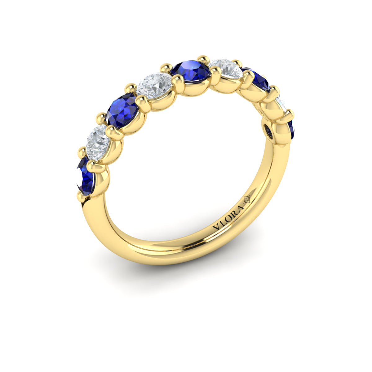 14kt Yellow Gold Sapphire Womens Wedding Band