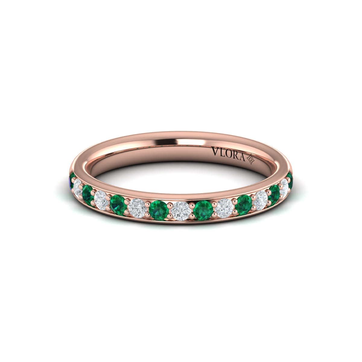 18kt Rose Gold Emerald Cut Womens Wedding Band