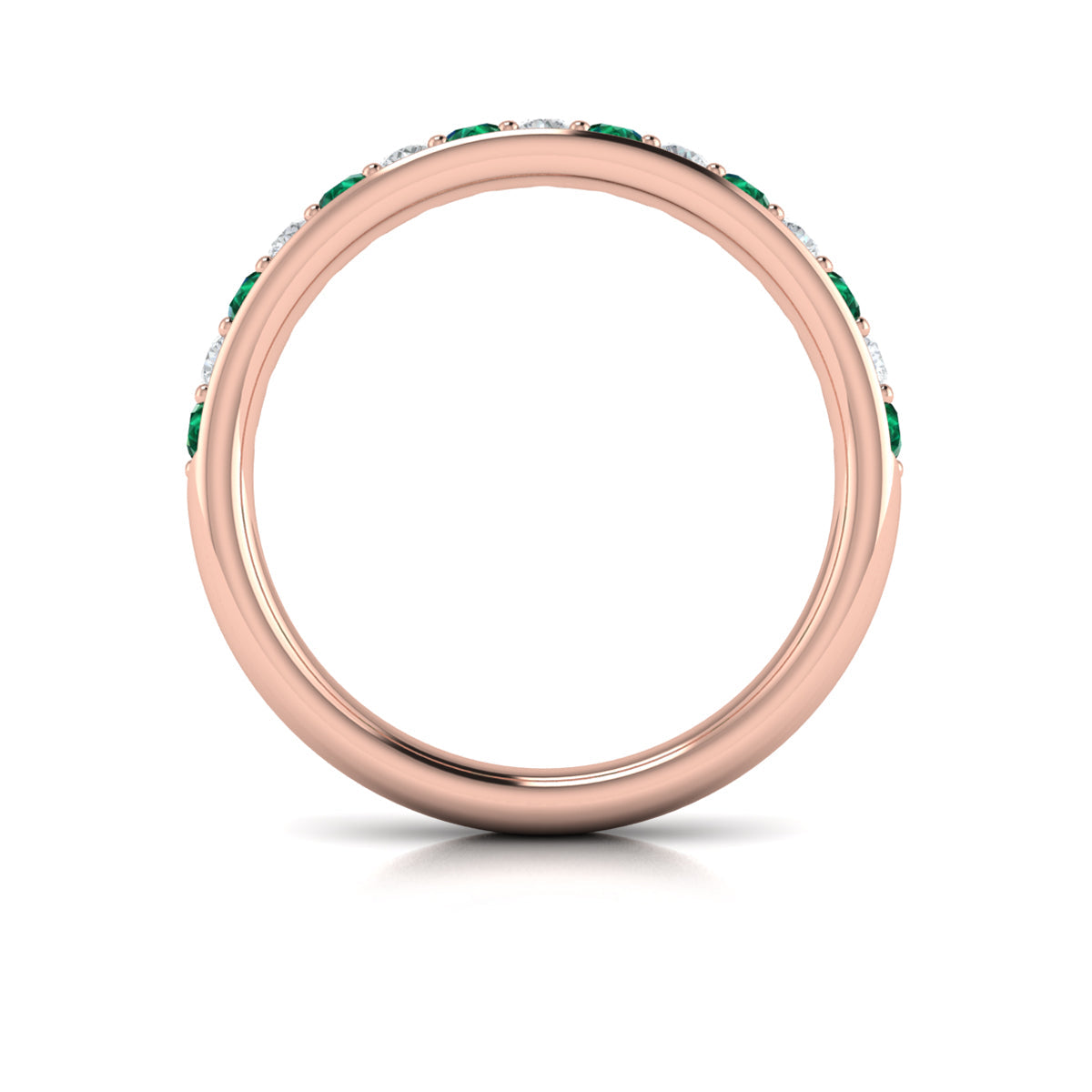 18kt Rose Gold Emerald Cut Womens Wedding Band