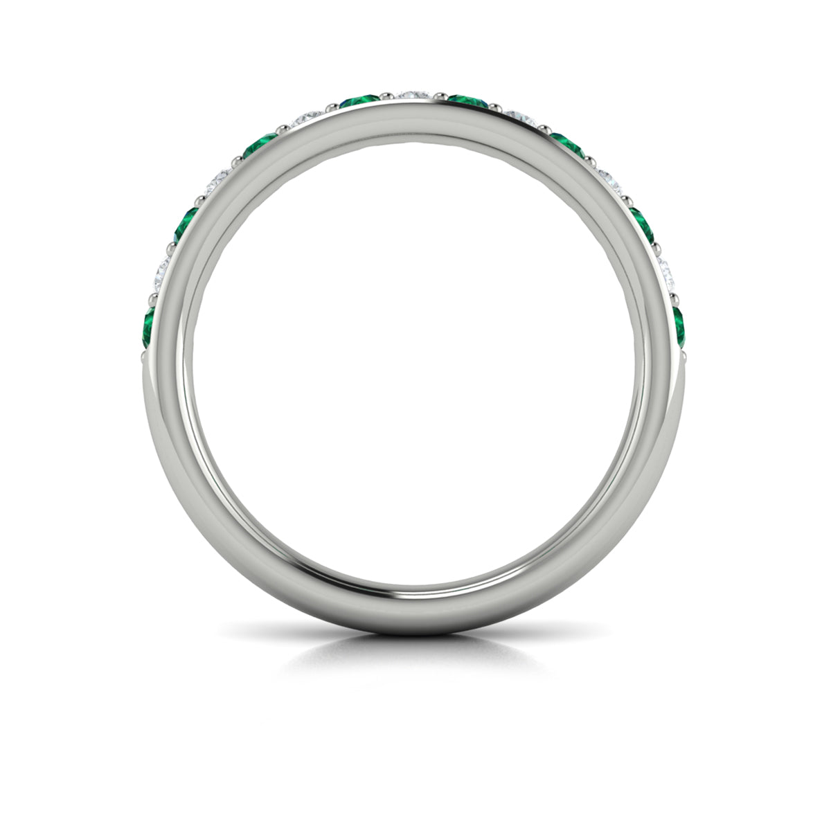 14K White Gold Emerald Cut Womens Wedding Band