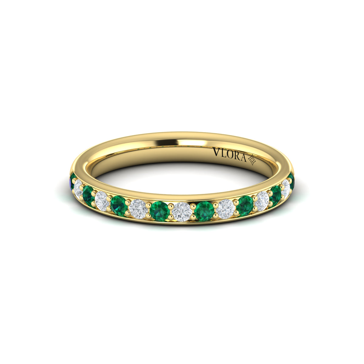 14kt Yellow Gold Emerald Cut Womens Wedding Band