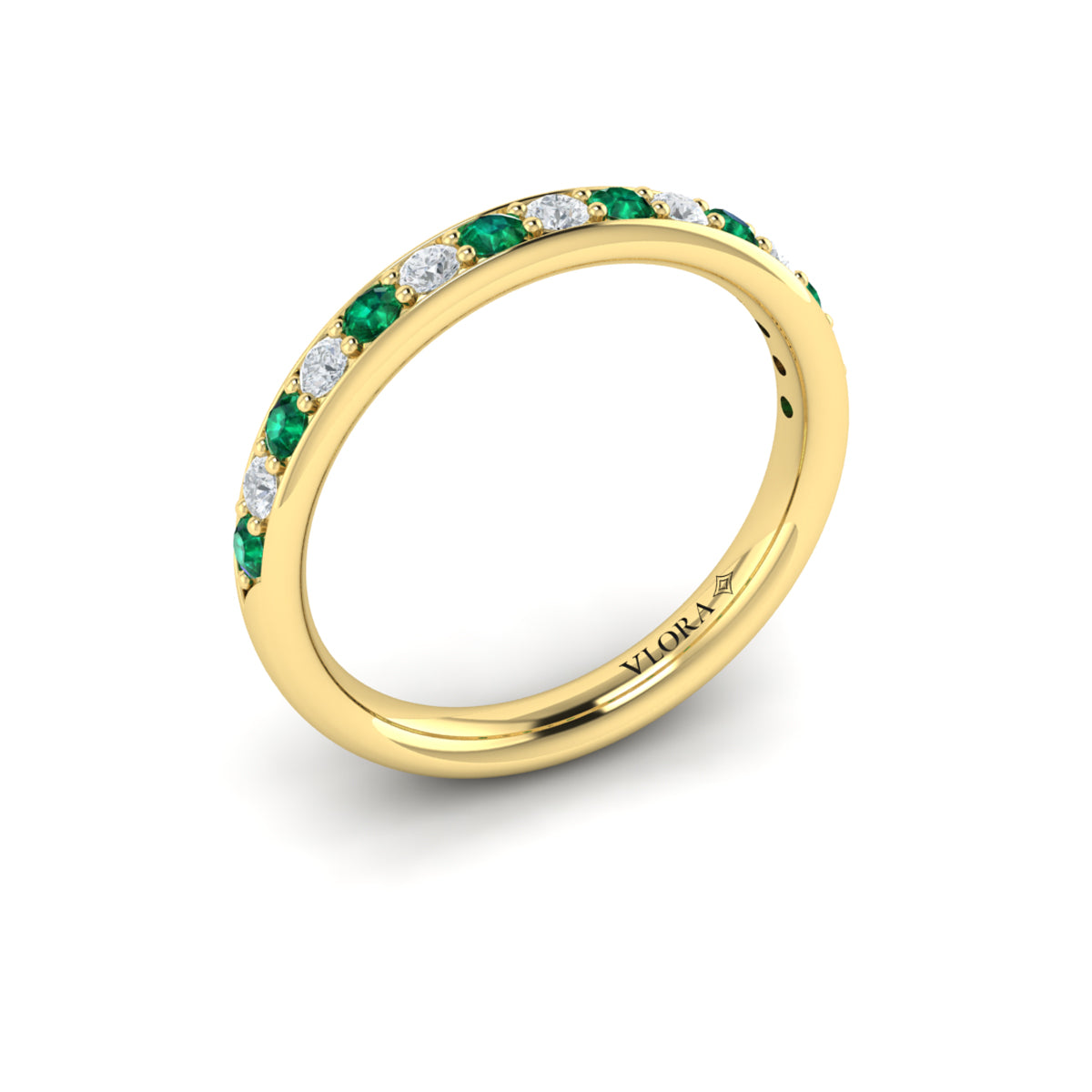 14kt Yellow Gold Emerald Cut Womens Wedding Band