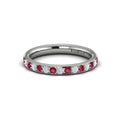 14K White Gold Ruby Diamond Womens Wedding Band
