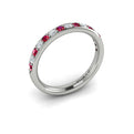 14K White Gold Ruby Diamond Womens Wedding Band