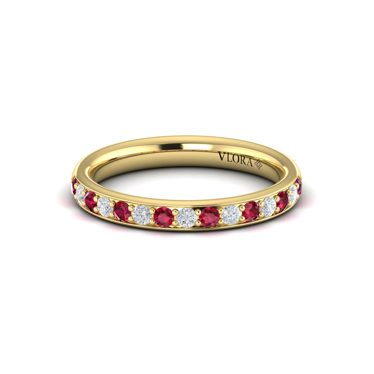 18kt Yellow Gold Ruby Womens Wedding Band