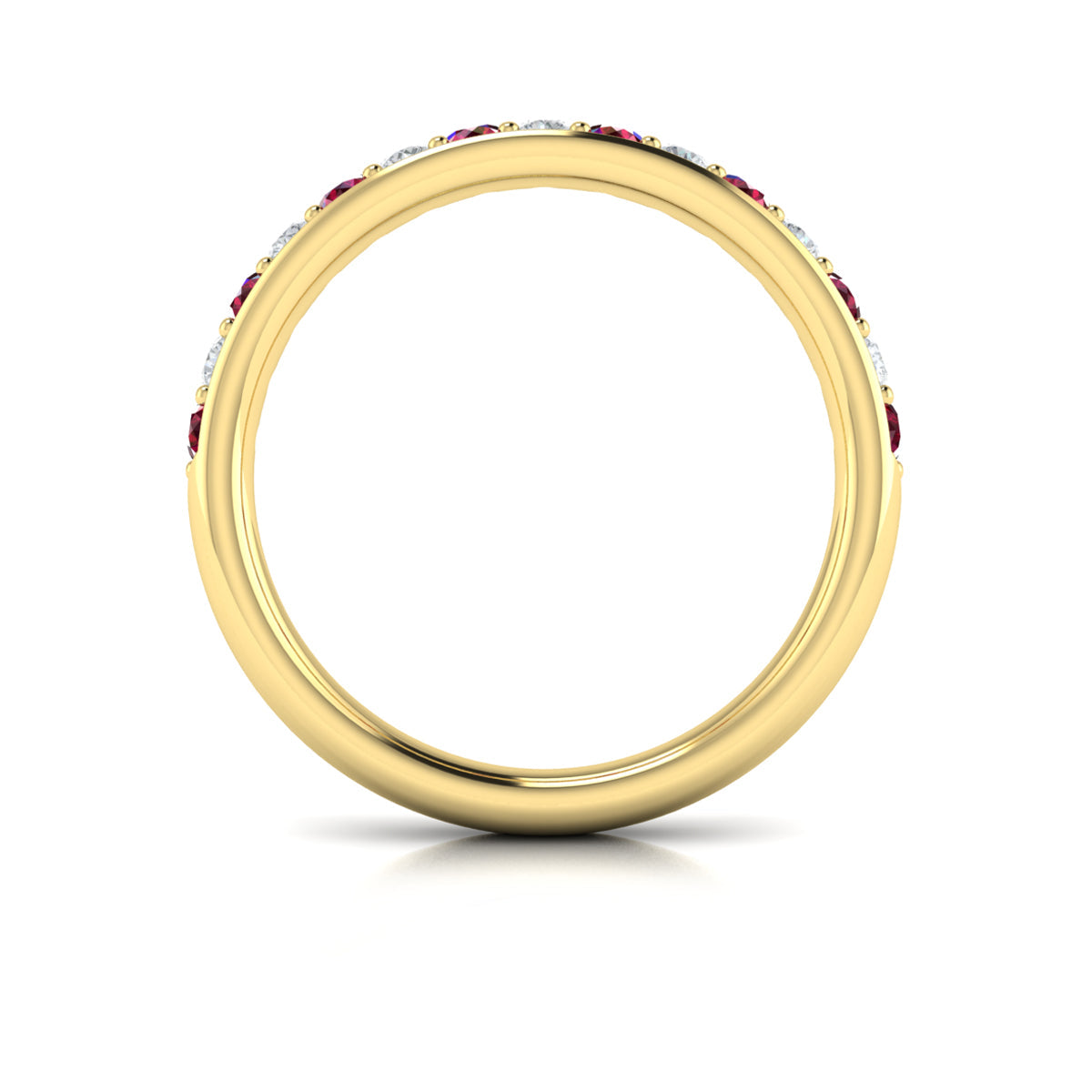 18kt Yellow Gold Ruby Womens Wedding Band