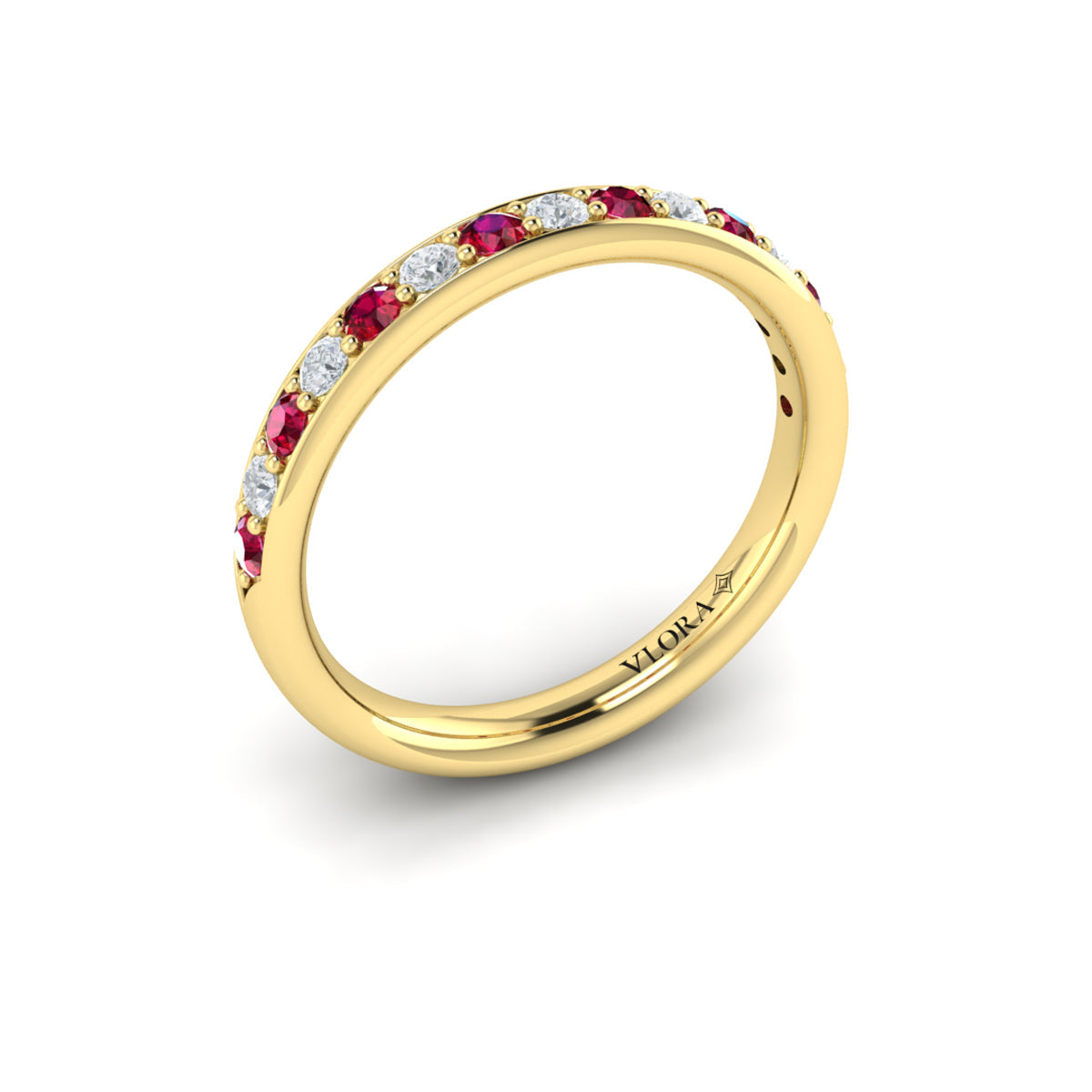 18kt Yellow Gold Ruby Womens Wedding Band
