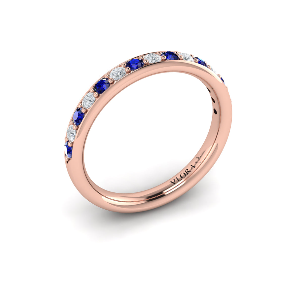 14kt Rose Gold Sapphire Womens Wedding Band