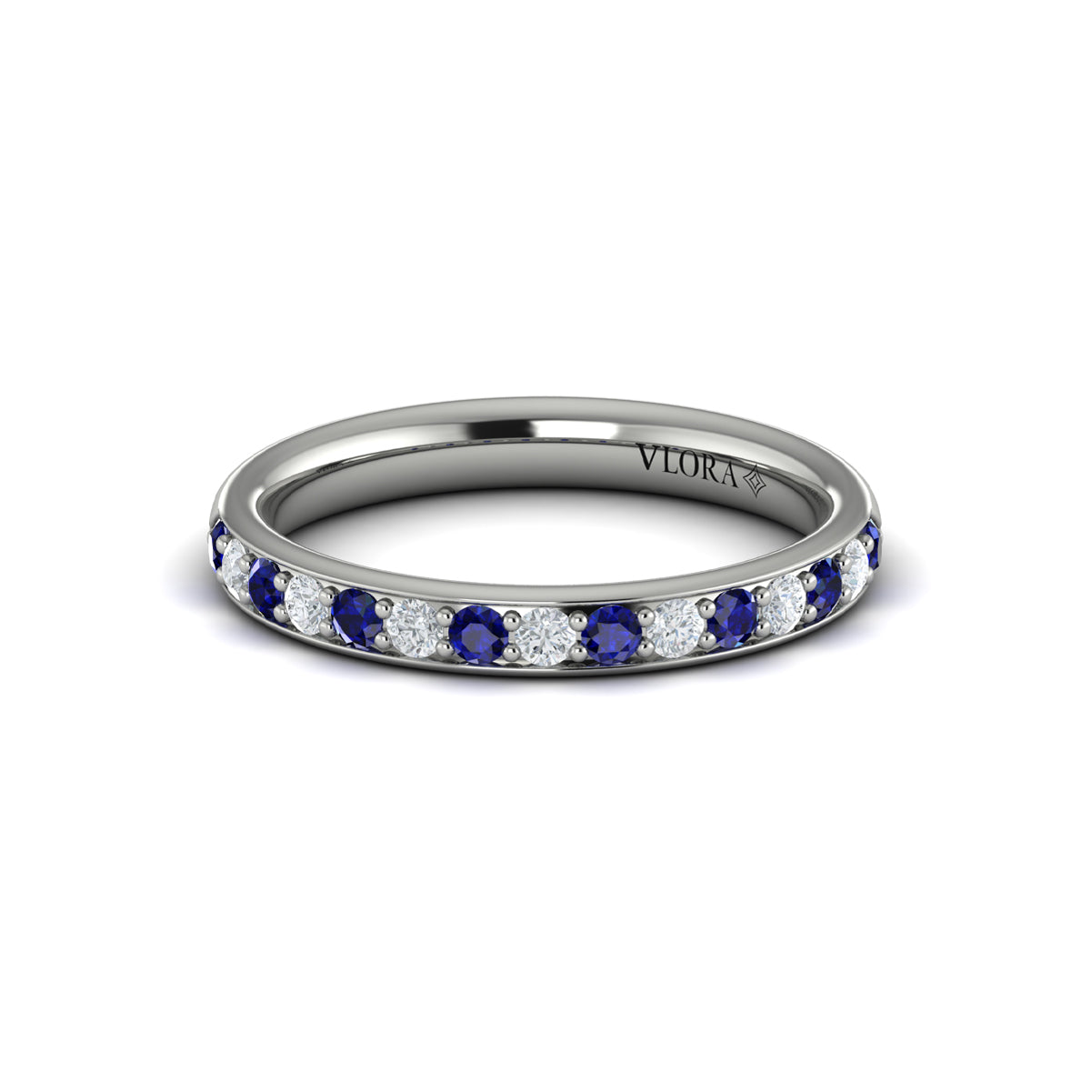 14K White Gold Sapphire Womens Wedding Band