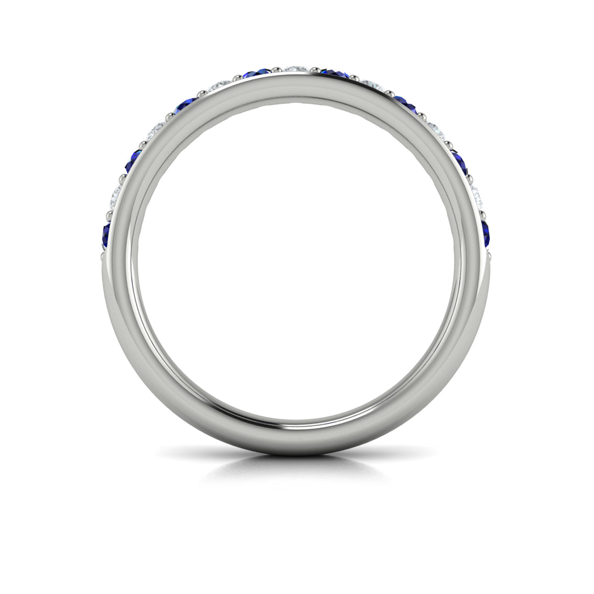 14K White Gold Sapphire Womens Wedding Band
