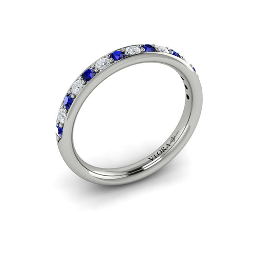 14K White Gold Sapphire Womens Wedding Band