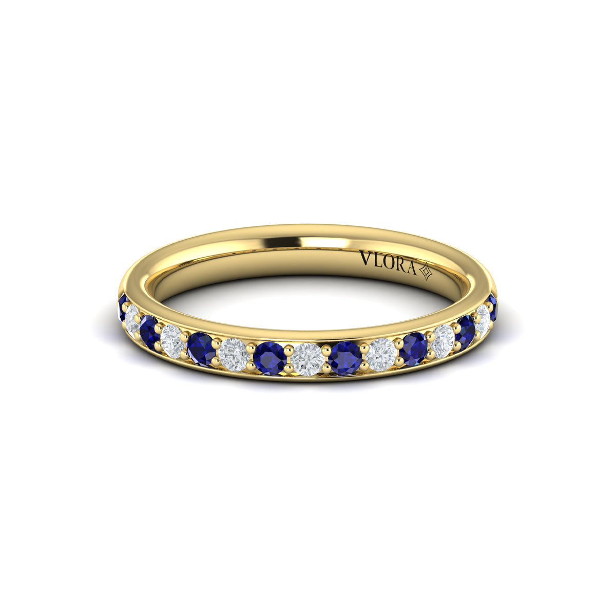 18kt Yellow Gold Sapphire Womens Wedding Band