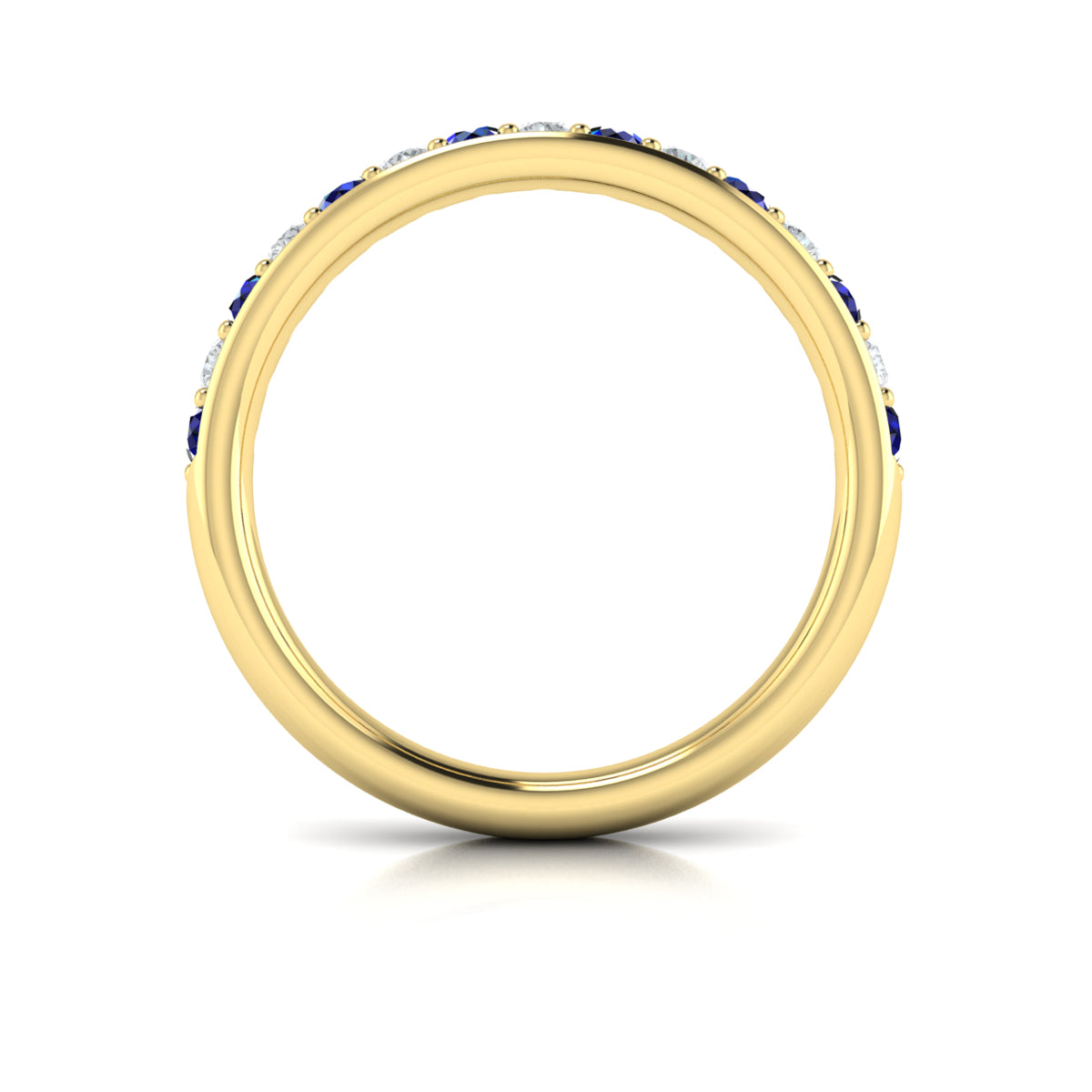 18kt Yellow Gold Sapphire Womens Wedding Band