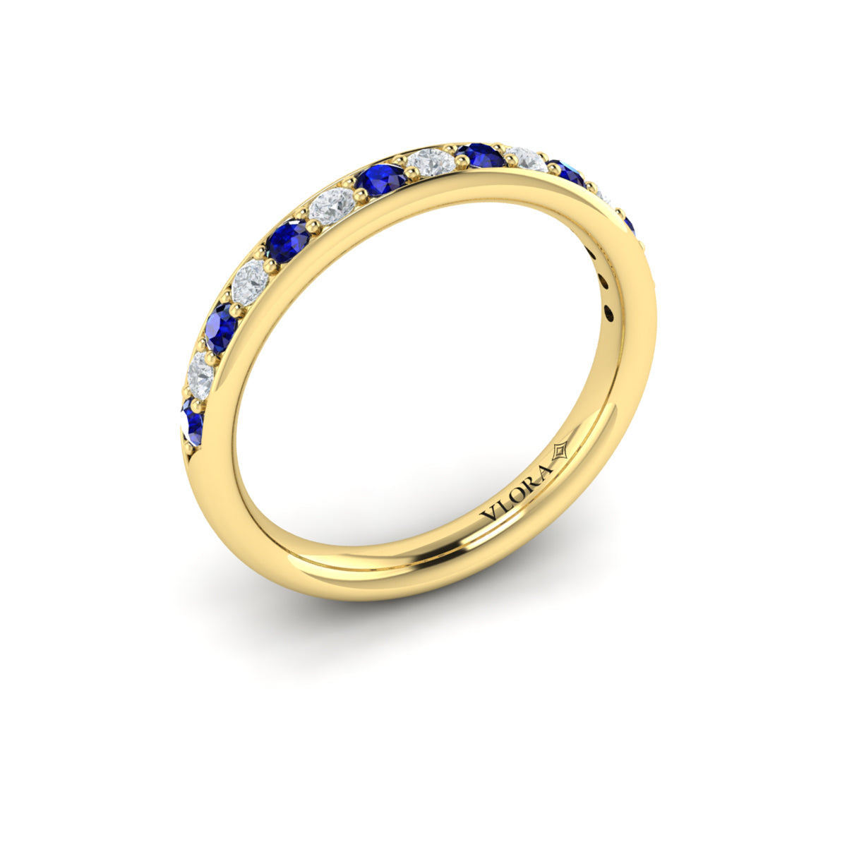18kt Yellow Gold Sapphire Womens Wedding Band
