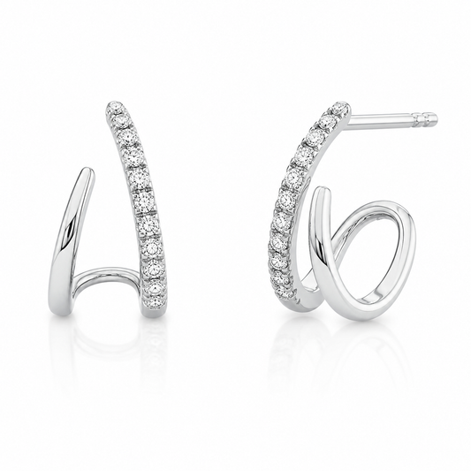 White Gold and Diamond Cuff Earrings